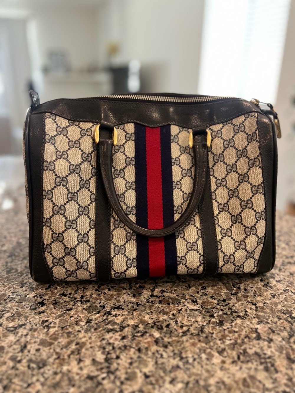 Vintage Gucci Boston/Gucci Web Boston / Sherry Line Boston in Navy - Picture 14 of 15